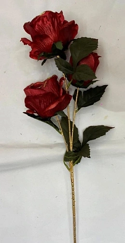 Искусственные цветы "FLOWERS GLAMOUR" 65см Розы 3 цветка красные