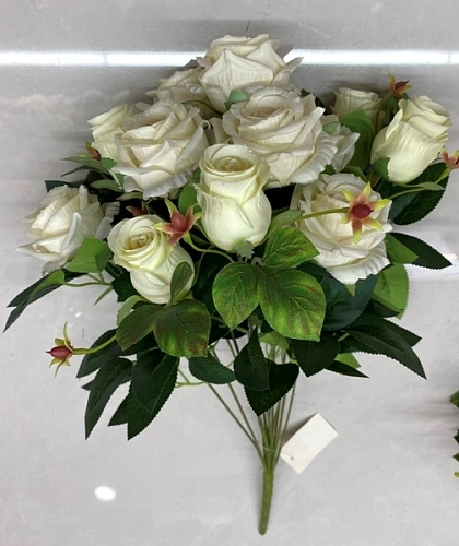 Искусственные цветы "Розовая фантазия" 48см 13 цветков белые