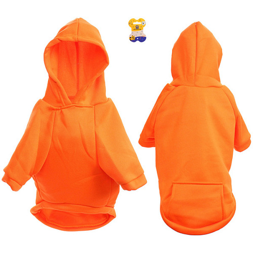 Кофта - толстовка для мелких пород собак "BRO Style", цвет оранжевый, р 2XL (на флисе)
