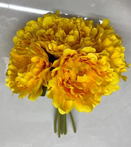 Искусственные цветы "Пионы" 28см букет 6 шт желтые