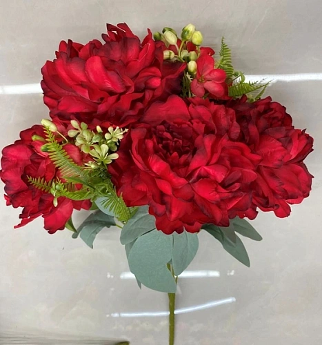 Искусственные цветы "Пионовое наслаждение" 46см 5 цветков красные
