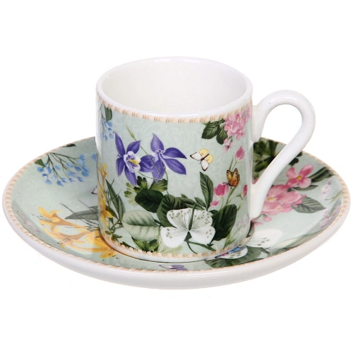 Кофейный набор 8 предметов Цветочная фантазия (4 кружи 100мл+4 блюдца) _3