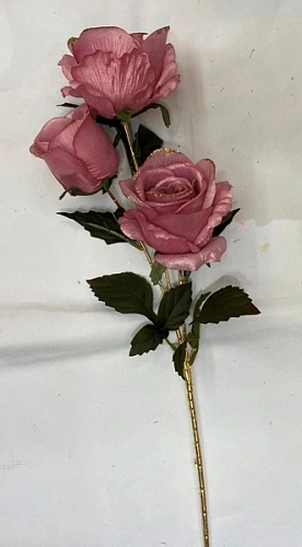 Искусственные цветы "FLOWERS GLAMOUR" 65см Розы 3 цветка розовые