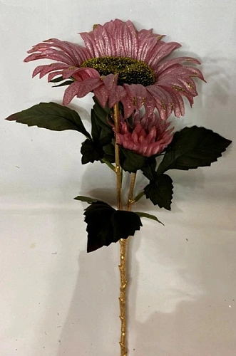 Искусственные цветы "FLOWERS GLAMOUR" 63см Подсолнухи 2 цветка розовые