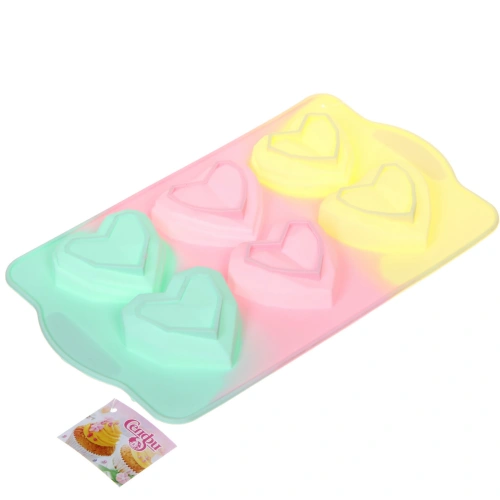 Форма силиконовая для шоколада "Конфетти" сердечки 29*17*2,2см