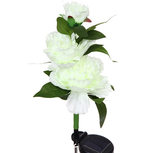 Светильник на солнбатарее (фигура на спице с подсветкой) Великолепная роза 73 см, Белый (свечение белое)_5