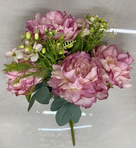 Искусственные цветы "Пионовое наслаждение" 46см 5 цветков сиреневые