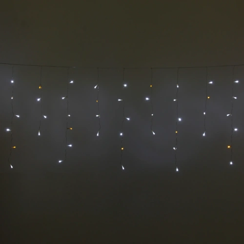 Гирлянда для улицы БАХРОМА "Мерцание" ш3м* в40/60см 100 ламп LED, прозр.провод,1 режим, IP-54, Белый/Теплый белый мерцает (возможность соединения)
