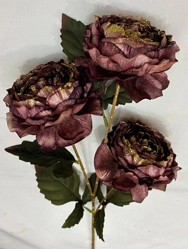 Искусственные цветы "FLOWERS GLAMOUR" 63см Пионы 3 цветка лиловые