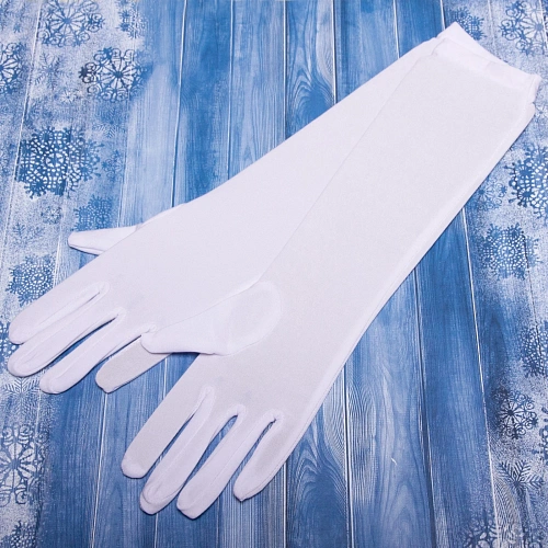 Перчатки карнавальные Королева удлиненные, белый_2