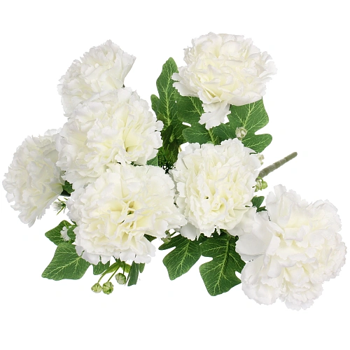 Искусственные цветы "Букет гвоздик" 35см 7 цветков белые