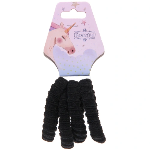 Резинки для волос 4шт "Raili fashion", цвет черный, d-5см (подвес единорог)