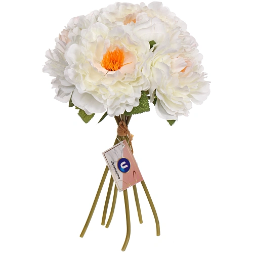 Искусственные цветы Пионы 28см букет 6 шт белые_3