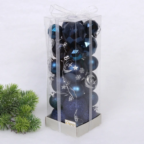 Набор шаров "Winter shine" 6 см + 4 см (24 предмета), Сапфир