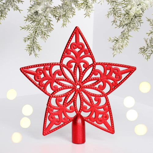 Звезда на ёлку 18,5 см "Ажур" красный