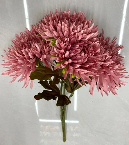 Искусственные цветы "Хризантема" 45см 5 цветков розовый