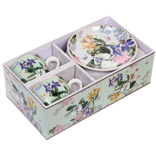 Чайный набор 4 предмета Цветочная фантазия (2 кружи 130мл+2 блюдца) _8