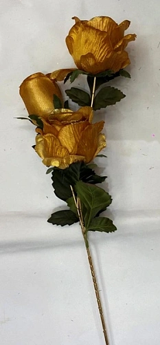 Искусственные цветы "FLOWERS GLAMOUR" 65см Розы 3 цветка золотые
