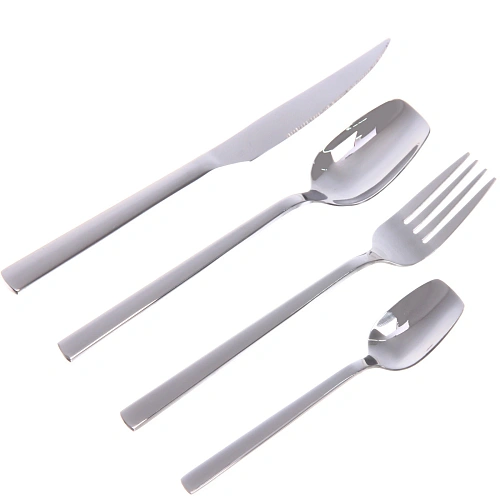 Набор столовых приборов SANLI 16шт (4ножа, 4вилки, 4стложки, 4чложки), цвет серебро, прямой_4