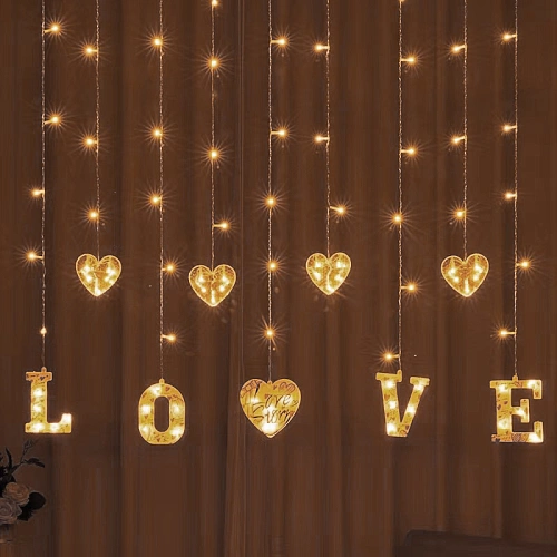 Гирлянда для дома БАХРОМА LOVE ш2,5м в0,450,65м 90 ламп LED, прозрачнпров, 8 режимов, IP-20, Теплый белый (возможность соединения)_11