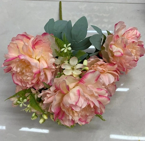 Искусственные цветы "Пионовое наслаждение" 46см 5 цветков розовые