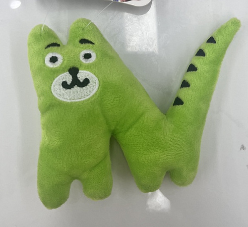 Игрушка для кошек мягкая "Крокозаврик", цвет зеленый, 13*11см