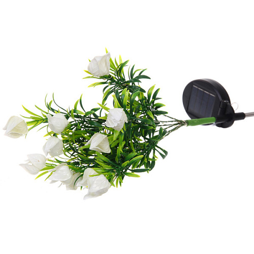 Светильник на солнбатарее (фигура на спице с подсветкой) Тюльпаны 75 см, Белый (свечение мультицвет)_6