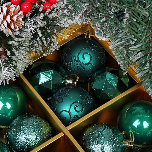 Новогодние шары Зимняя вечеринка 6 см (набор 16 шт), Изумруд_5