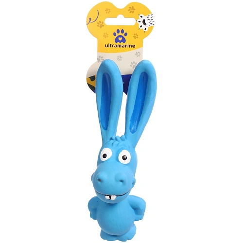 Игрушка резиновая для собак с пищалкой "МОЙ БРО", ушастый ослик, цвет синий, 17*4,5*6см (лейбл)