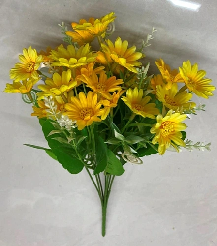 Искусственные цветы "Ромашки" 29см 28 цветков желтые