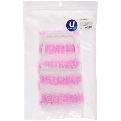 Мочалка для тела ULTRAMARIN Peeling, жесткая, пластиковые ручки, цвет розовый, 6011см_4