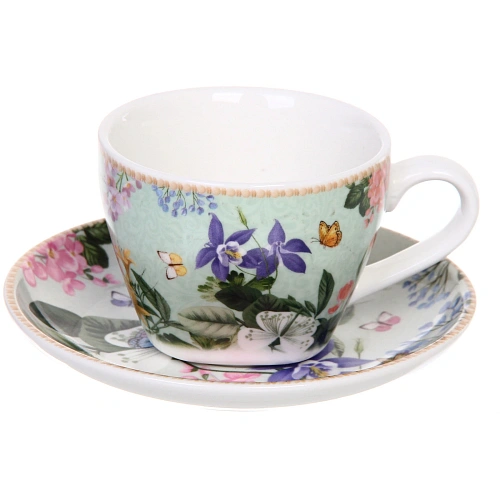 Чайный набор 4 предмета Цветочная фантазия (2 кружи 130мл+2 блюдца) _3
