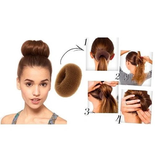 Заколка валик для создания пучка d-5,5см, цвет черный (лейбл Кокетка)_8