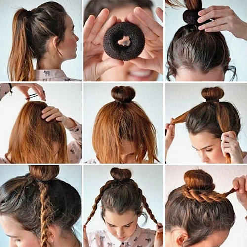 Заколка-валик для создания пучка d-10см, цвет коричневый (лейбл Стиль в деталях)_9