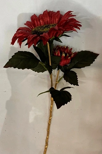Искусственные цветы "FLOWERS GLAMOUR" 63см Подсолнухи 2 цветка красные