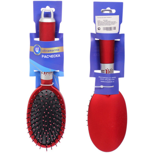 Расчёска массажная "КАЛИСТА", форма овальная, цвет восточный красный, 25*8.5см (Блистер Ultramarin и пакет)