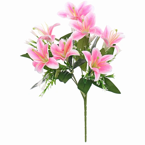 Искусственные цветы Букет лилий 35см 7 цветков розовые_3