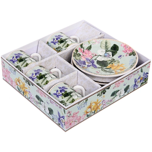 Кофейный набор 8 предметов Цветочная фантазия (4 кружи 100мл+4 блюдца) _8