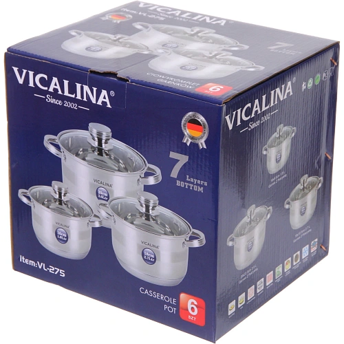 Набор посуды из нержавеющей стали VICALINA 3 предмета (3 кастрюли 1,9л, 2,7л, 3,6л) VL-275_3
